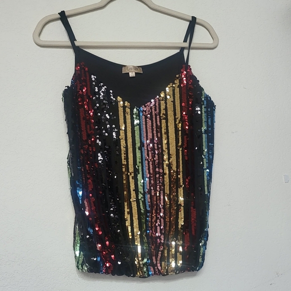 Lavish Sequin Striped Top. Size M - Picture 3 of 10